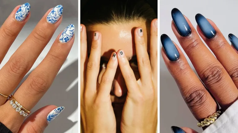 2024 nail trends including glazed porcelain alphabet aura nail art