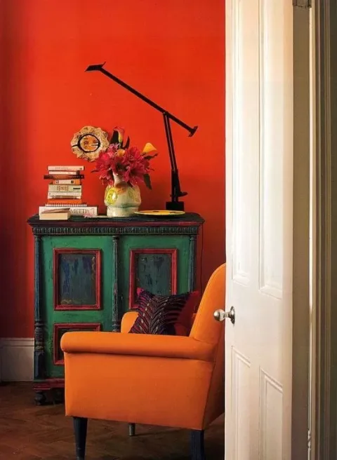 Combining ochre with green, which we will deepen… to make it like that of the olive tree…